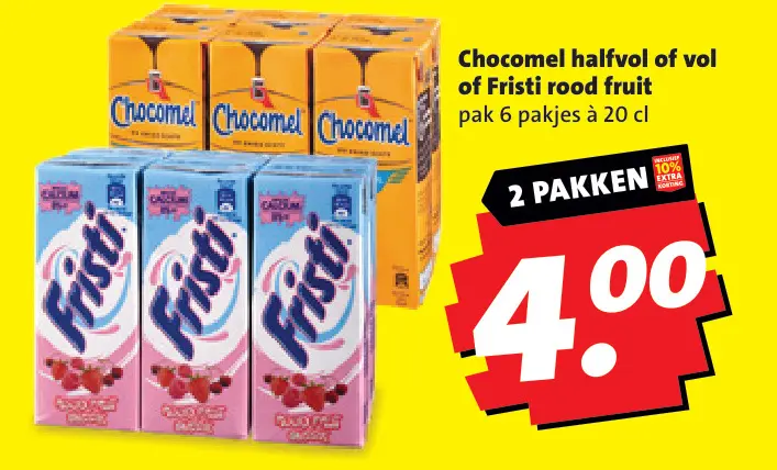Aanbieding: Chocomel halfvol of vol of Fristi rood fruit