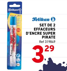 Offre: Set de 2 effaceurs d'encre super pirate