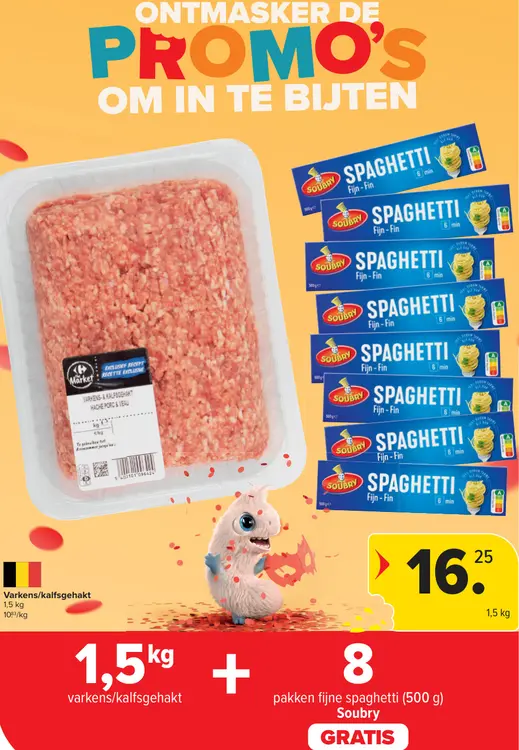 Promotie: Varkens/kalfsgehakt + Soubry Spaghetti