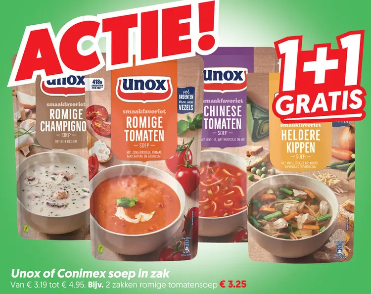 Aanbieding: Unox of Conimex soep in zak