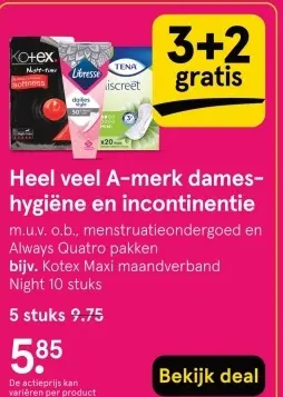 Aanbieding: A-merk dameshygiëne en incontinentie