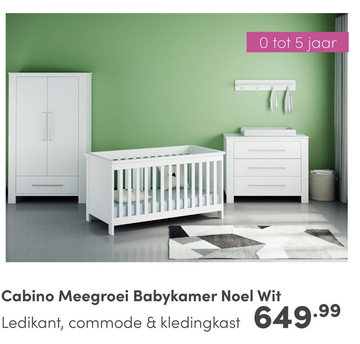 Aanbieding: Cabino Meegroei Babykamer Noel Wit 3 Delig