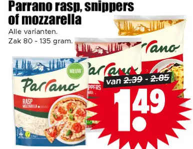 Aanbieding: Parrano rasp, snippers of mozzarella