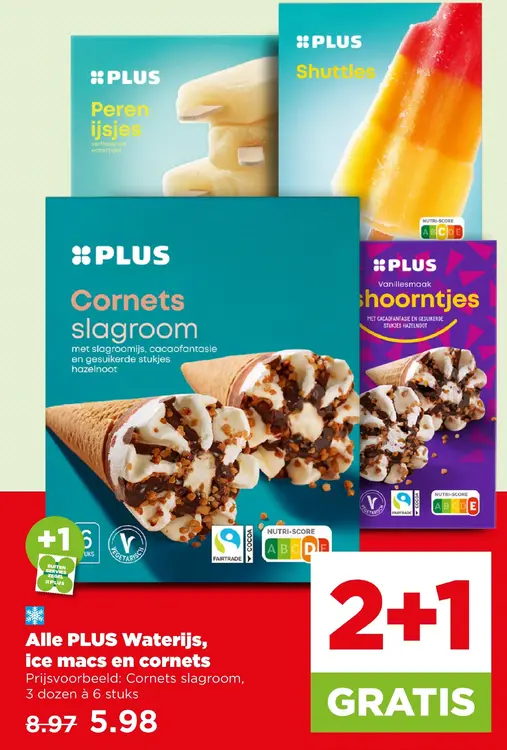 Aanbieding: PLUS Waterijs, ice macs en cornets