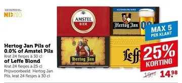 Aanbieding: Hertog Jan Pils of 0.0% of Amstel Pils of Leffe blond