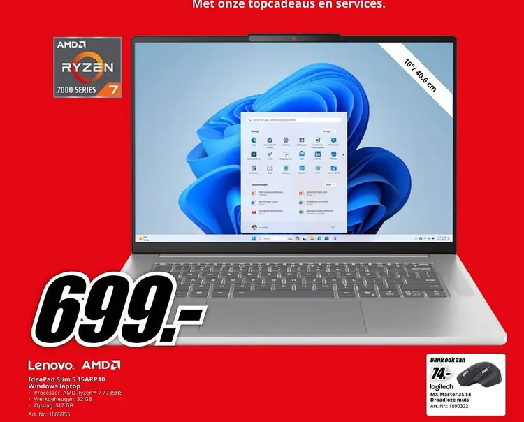 Aanbieding: Lenovo IdeaPad Slim 5 15ARP10 Windows laptop