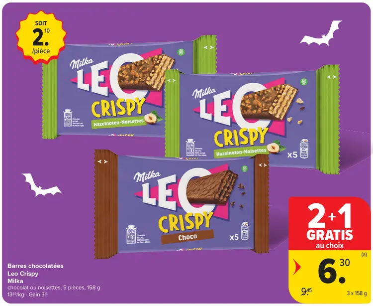 Offre: Barres chocolatées Leo Crispy