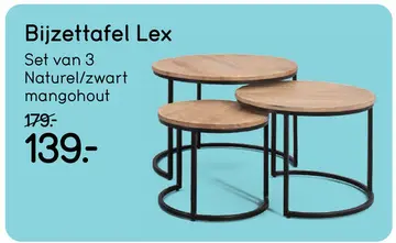 Aanbieding: Bijzettafels Lex - mangohout - set van 3
