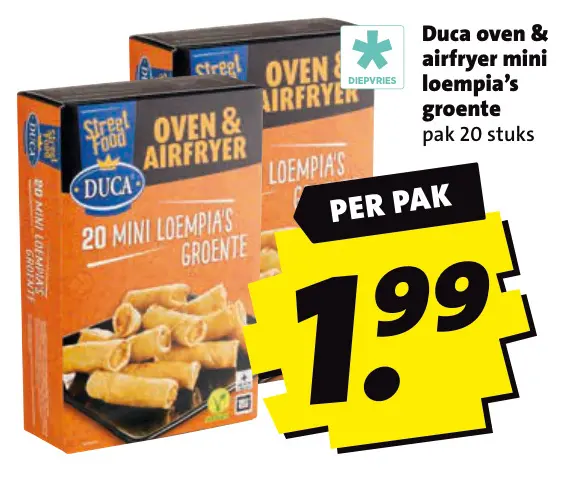 Aanbieding: Duca oven & airfryer mini loempia's groente