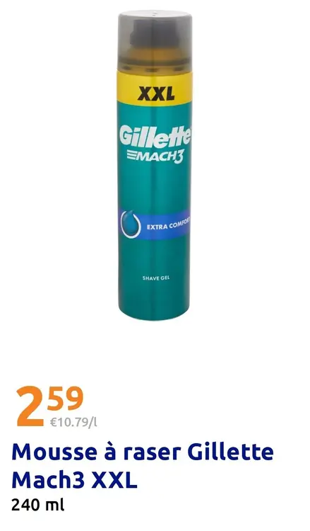 Offre: Mousse à raser Gillette Mach3 XXL