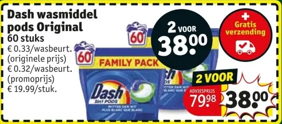 Promotie: Dash wasmiddel pods Original