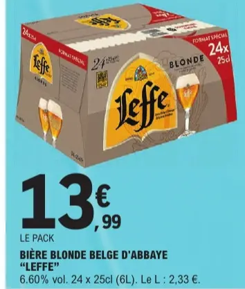 Offre: Bière blonde belge d'abbaye "Leffe"