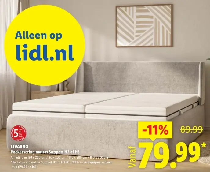 Aanbieding: Pocketvering matras Support H2 of H3