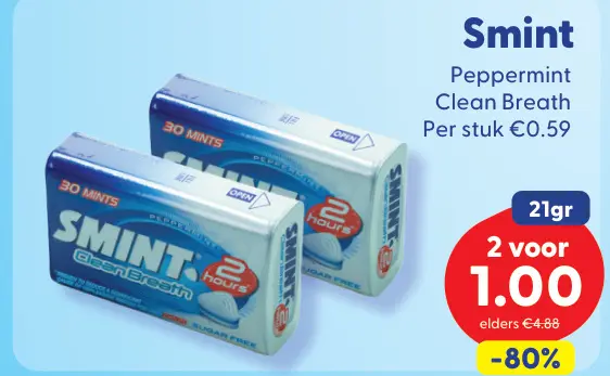 Aanbieding: Smint Peppermint Clean Breath