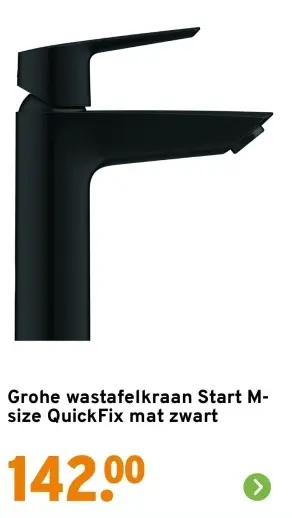 Aanbieding: Wastafelkraan Start M-size QuickFix mat zwart