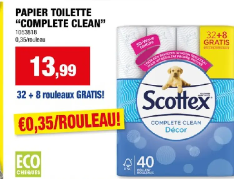 Offre: Papier toilette "complete clean"