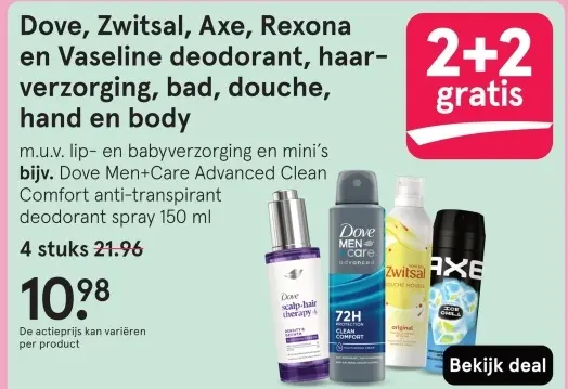 Aanbieding: Dove, Zwitsal, Axe, Rexona en Vaseline deodorant en meer