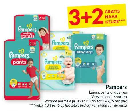 Aanbieding: Pampers Luiers, pants of doekjes