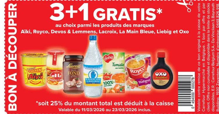Offre: 3+1 GRATIS* au choix parmi les produits des marques