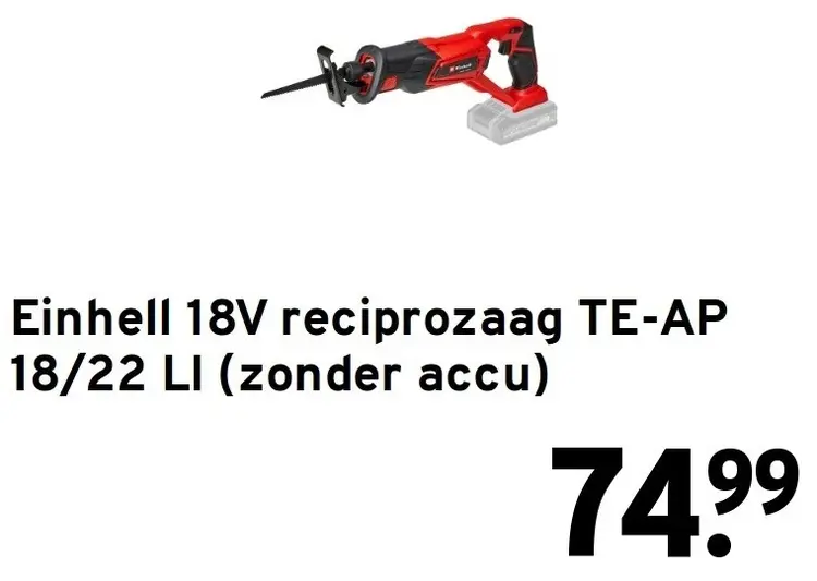 Aanbieding: 18V reciprozaag TE-AP 18/22 LI (zonder accu)