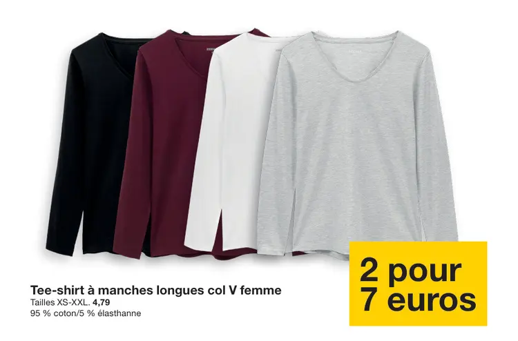 Offre: Tee-shirt à manches longues col V femme