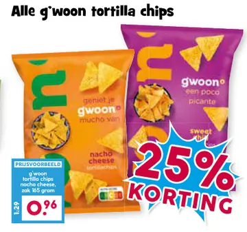 Aanbieding: Alle g'woon tortilla chips