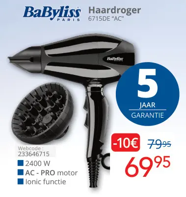 Aanbieding: Haardroger 6715DE "AC"