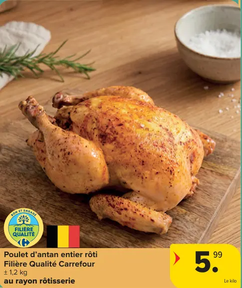 Offre: Poulet d'antan entier rôti