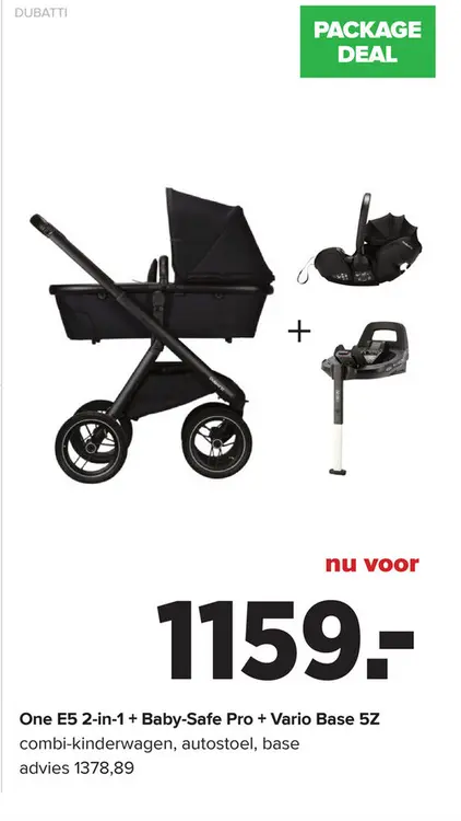 Aanbieding: One E5 2-in-1 + Baby-Safe Pro + Vario Base 5Z