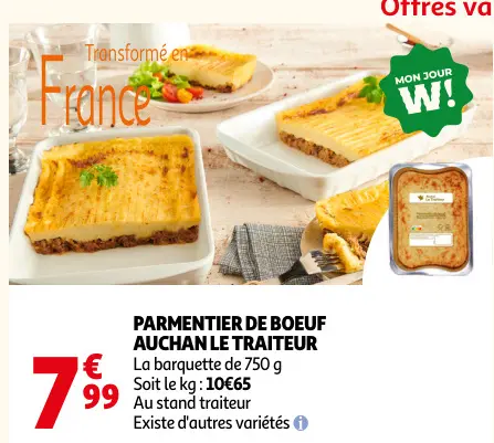 Offre: Parmentier de boeuf