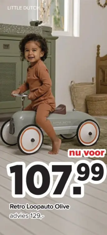 Promotie: Retro Loopauto Olive
