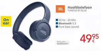 Promotie: Hoofdtelefoon TUNE520 BT BLUE