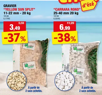 Offre: Yellow Sun gravier 11-22 mm 20kg jaune clair