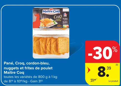 Offre: Pané, Croq, cordon-bleu, nuggets et frites de