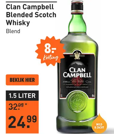 Aanbieding: Clan Campbell Blended Scotch Whisky 150CL