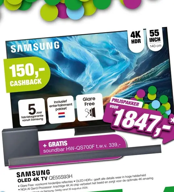 Aanbieding: Samsung QE55S93H + HW-Q700F Bundel