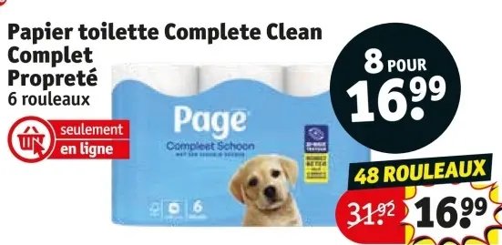 Offre: Papier toilette Complete Clean Complet Propreté