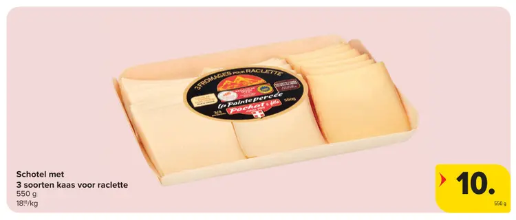 Promotie: Schotel met 3 soorten kaas voor raclette