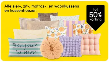 Aanbieding: Alle sier-, zit-, matras-, en woonkussens en kussenhoezen