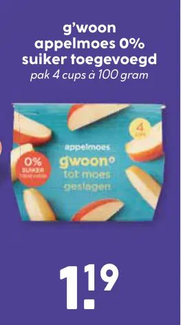 Aanbieding: appelmoes 0% suiker toegevoegd