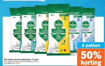 Aanbieding: Alle Dettol schoonmaakdoekjes