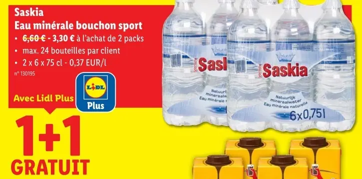 Offre: Eau minérale bouchon sport