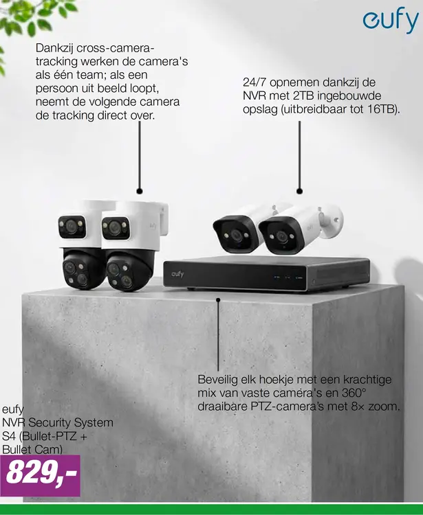Aanbieding: eufy NVR Security System S4 (Bullet-PTZ + Bullet Cam)