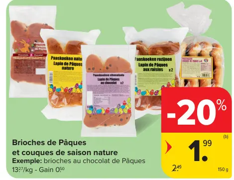 Offre: Brioches de Pâques et couques de saison nature