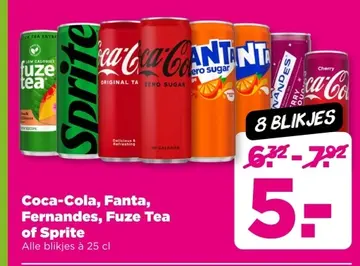 Aanbieding: Coca-Cola, Fanta, Fernandes, Fuze Tea of Sprite