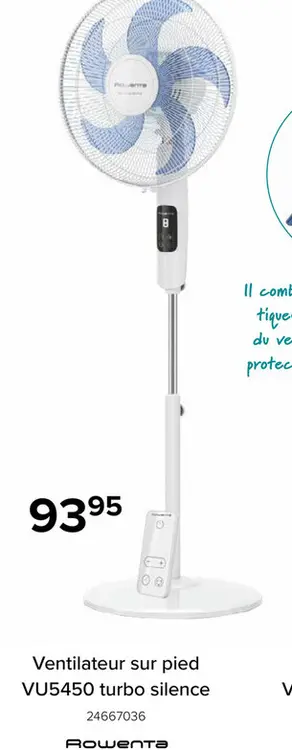 Offre: Ventilateur sur pied VU5450 turbo silence