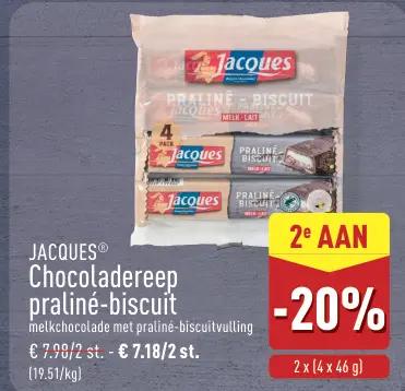 Promotie: Chocoladereep praliné-biscuit