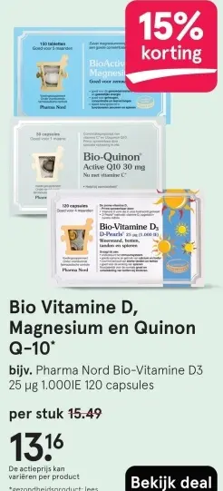 Aanbieding: Bio Vitamine D, Magnesium en Quinon Q-10