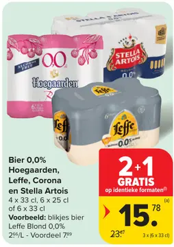 Aanbieding: Bier 0,0% Hoegaarden, Leffe, Corona en Stella Artois