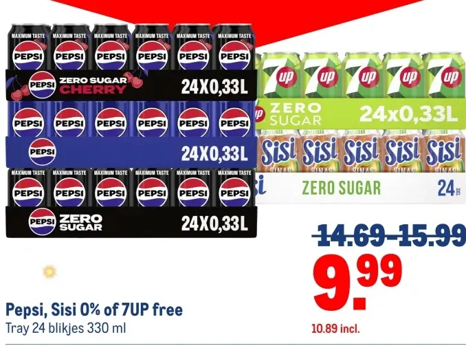 Aanbieding: Pepsi, Sisi 0% of 7UP free